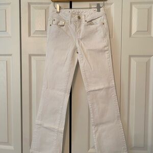 Tory Burch White Boot-Cut Jeans with Gold Hardware